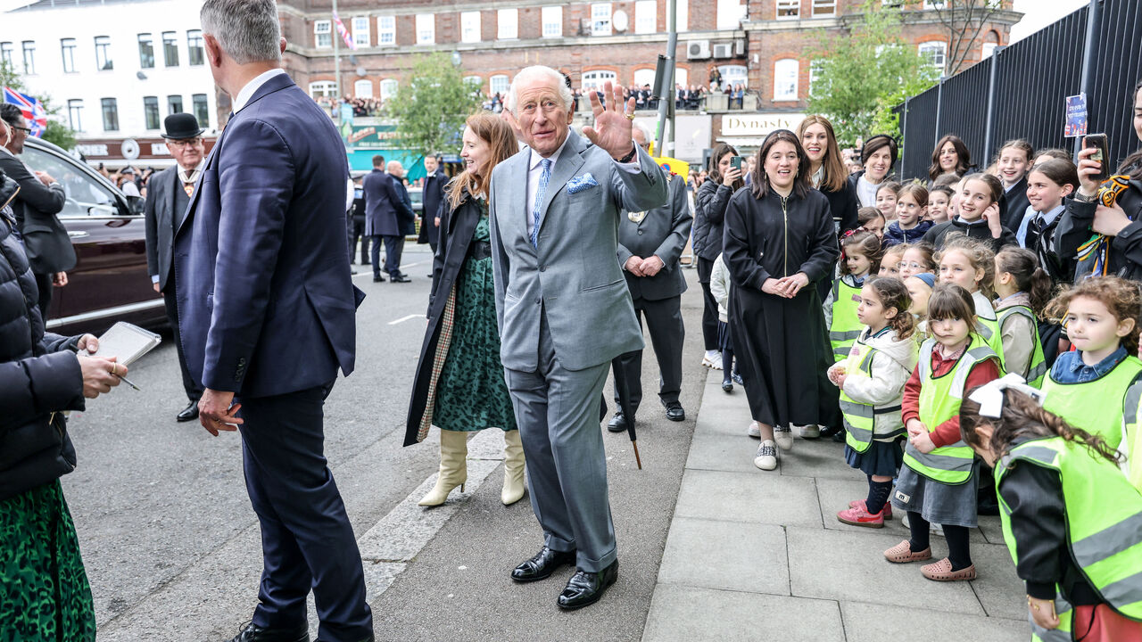 Britain's King Charles III greets residents in Golders Green in North London following the attack on Jewish residents, Britain, May 14, 2026. Richard Pohle/Pool via REUTERS