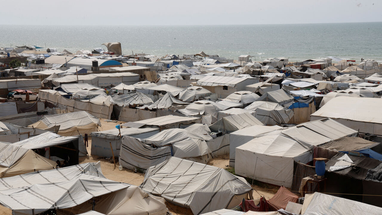 Tents where displaced Palestinians shelter at a camp in Khan Younis, southern Gaza Strip, May 18, 2026. REUTERS/Hasseb Al Wazeer