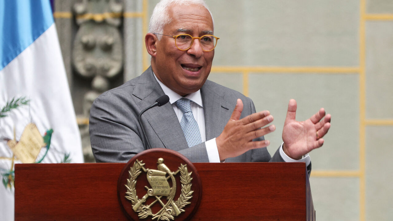 European Council President Antonio Costa speaks at a joint press conference with Guatemala's President Bernardo Arevalo (not pictured) at the National Palace of Culture, in Guatemala City, Guatemala May 20, 2026. REUTERS/Mariano Macz