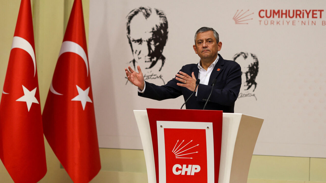 Turkey's main opposition Republican People's Party (CHP) leader Ozgur Ozel addresses the media in Ankara, Turkey, May 21, 2026. REUTERS/Efekan Akyuz