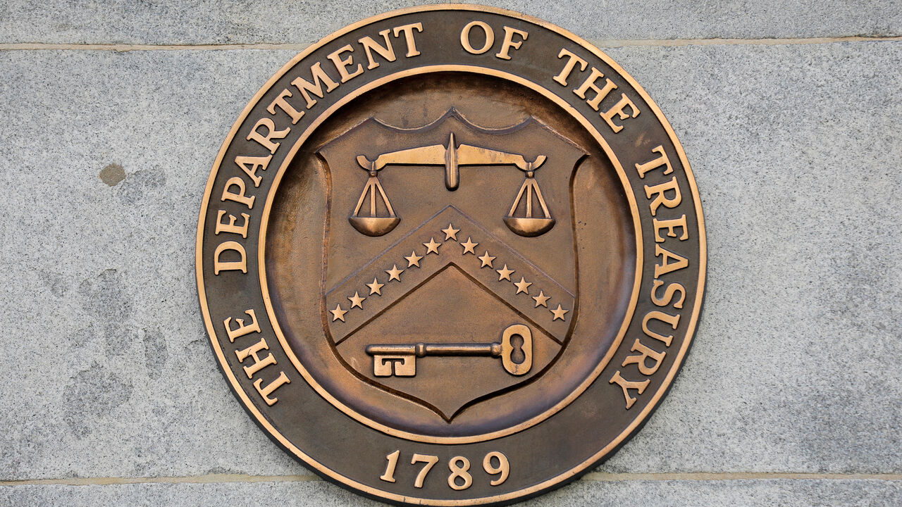 Signage is seen at the United States Department of the Treasury headquarters in Washington, D.C., U.S., August 29, 2020. REUTERS/Andrew Kelly