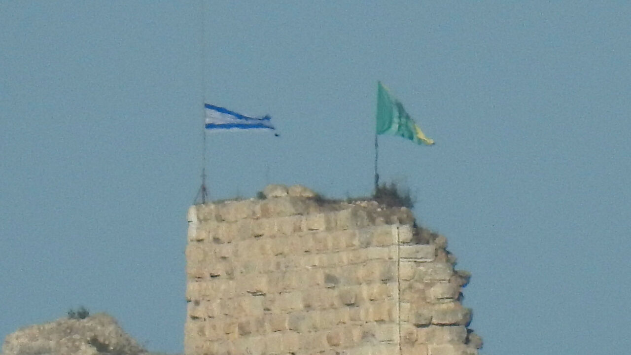 An Israeli flag is raised on Beaufort Castle, as seen from Marjayoun, southern Lebanon, May 31, 2026. REUTERS/Stringer