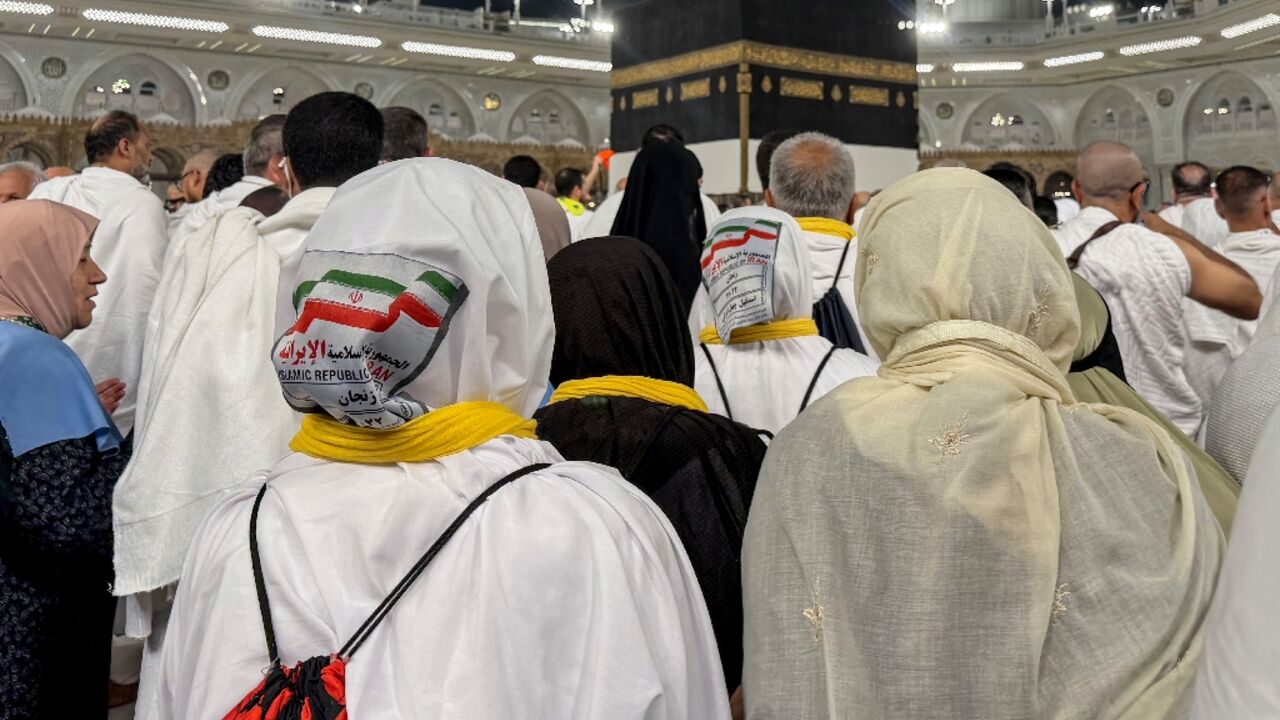 Iranian pilgrims perform the Umrah minor pilgrimage around the Kaaba, Islam's holiest shrine, at the Grand Mosque complex in Saudi Arabia's holy city of Mecca