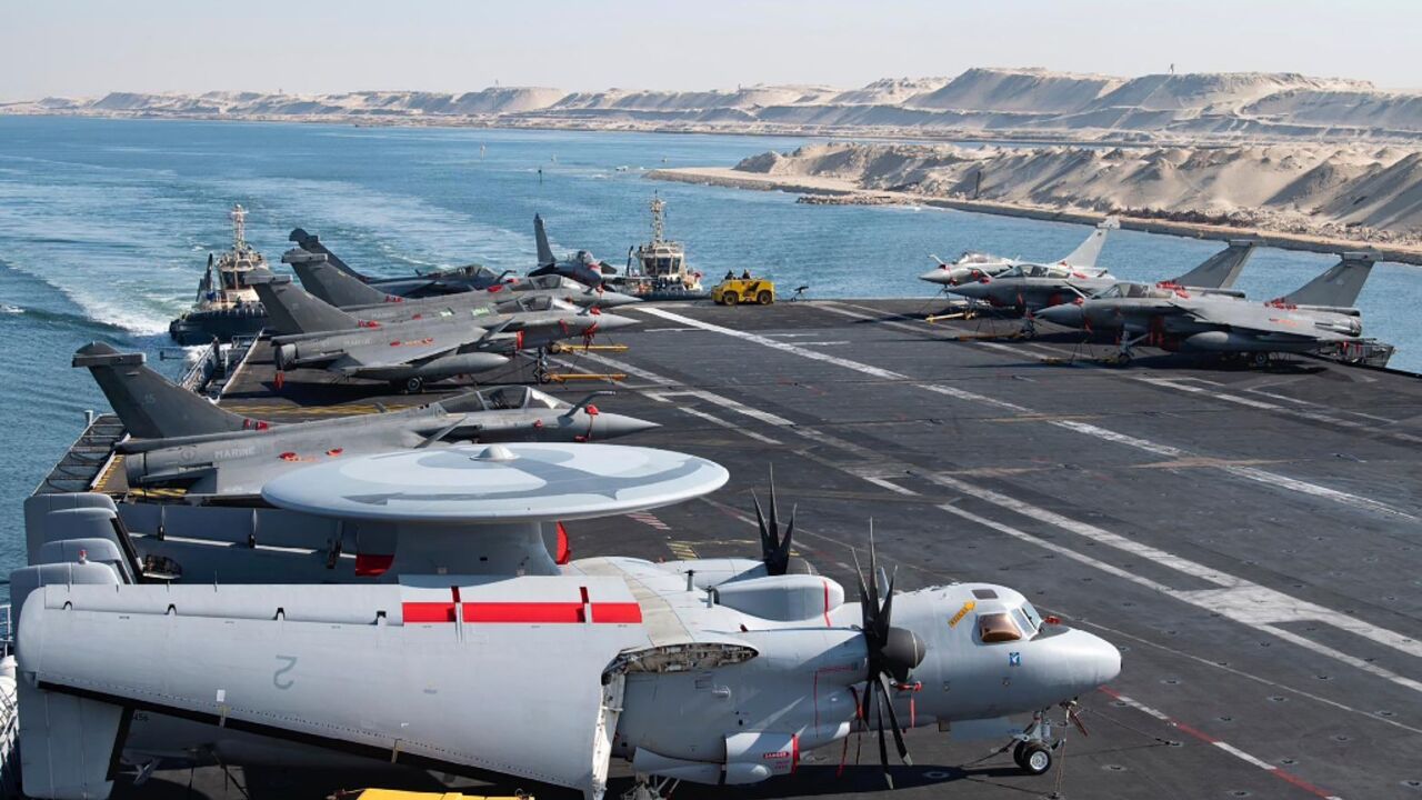 The Charles de Gaulle and its escorts were on Wednesday transiting through the Suez Canal