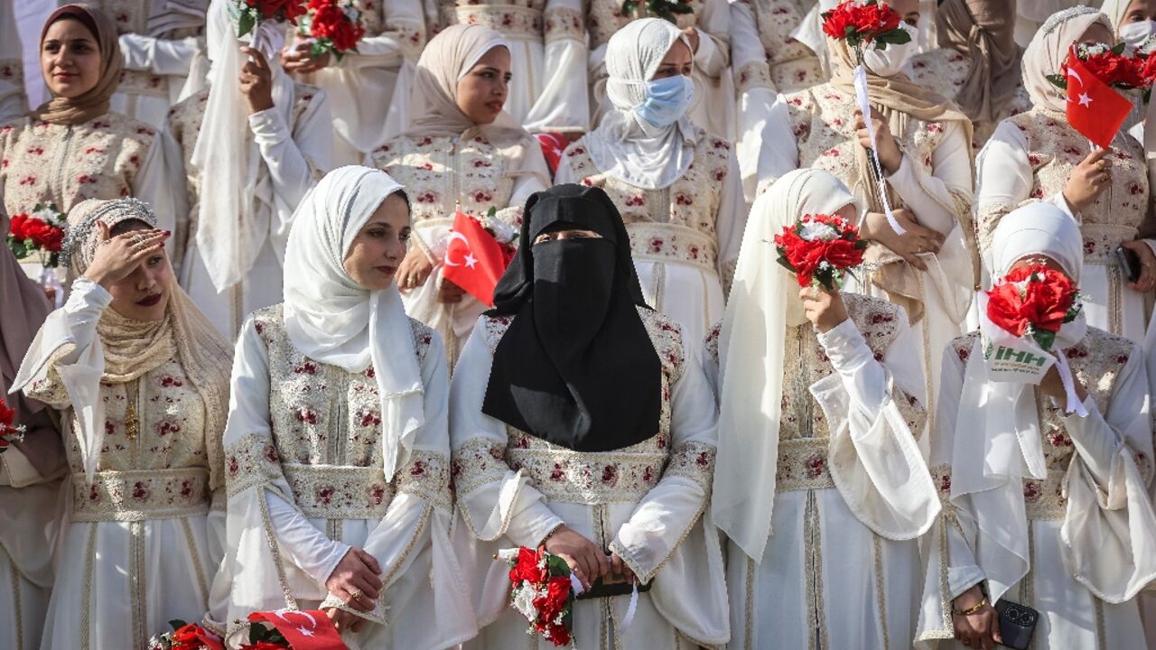 The mass wedding is one of many to have been organised since a ceasefire took effect in Gaza in October