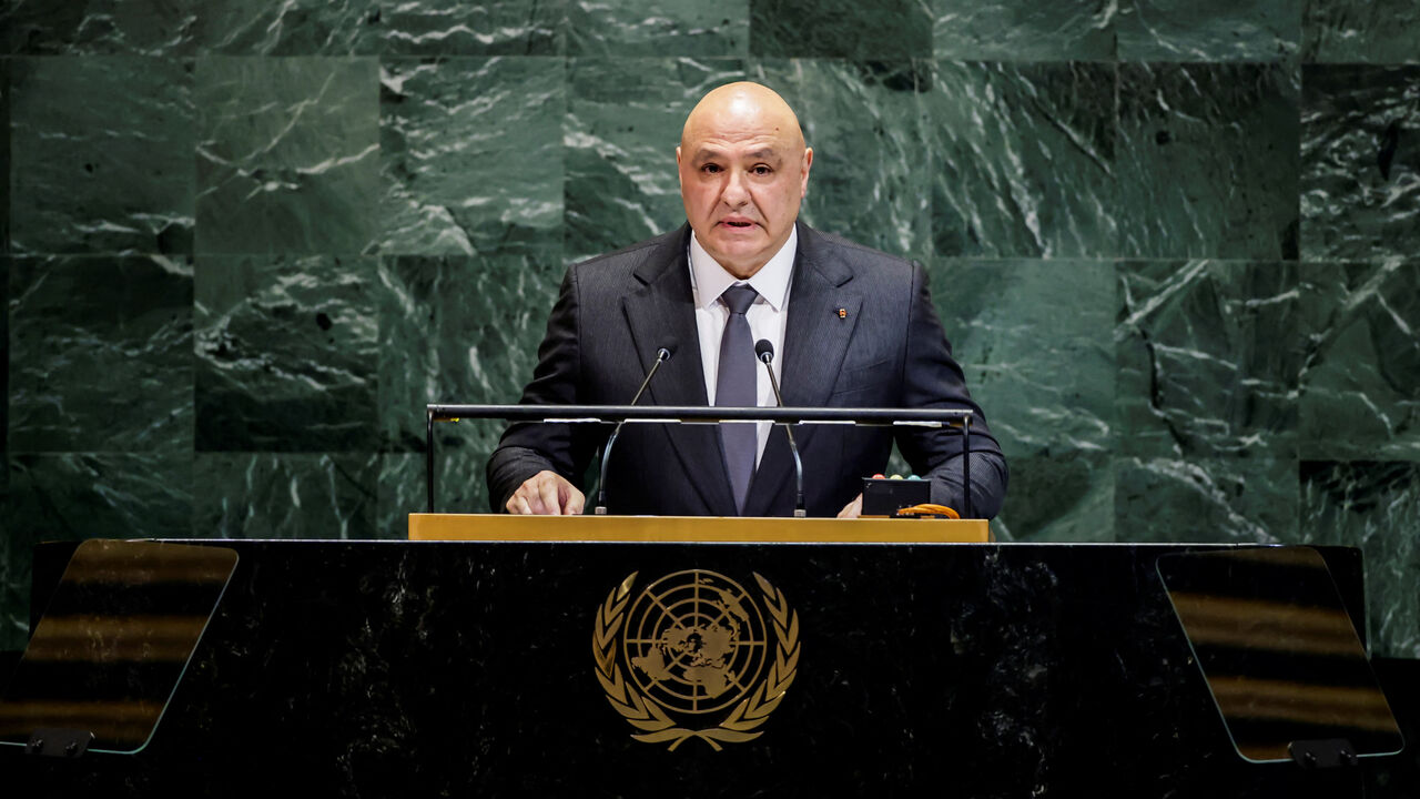 Lebanon's President Joseph Aoun addresses the 80th United Nations General Assembly at U.N. headquarters in New York, U.S., September 23, 2025. REUTERS/Eduardo Munoz