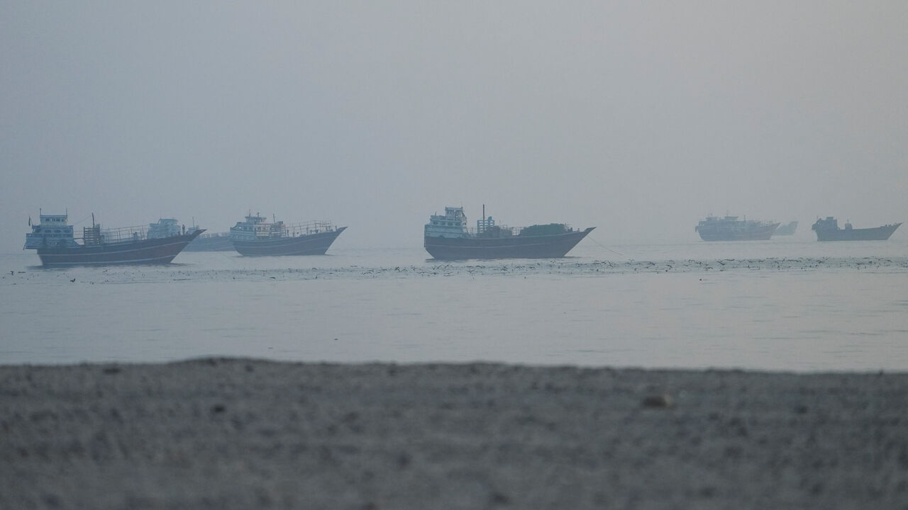 Vessels in the Strait of Hormuz, as seen from Musandam, Oman, June 15, 2026. REUTERS/Stringer