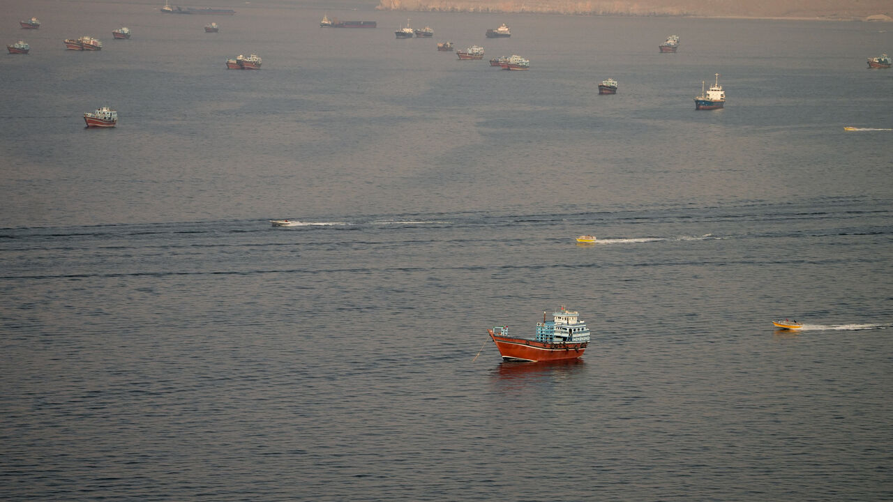 Vessels at the Strait of Hormuz, as seen from Musandam, Oman, June 14, 2026. REUTERS/Stringer