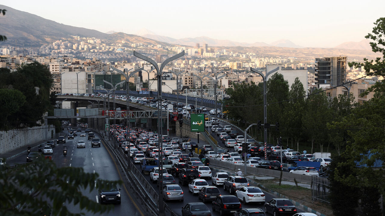 Vehicles in traffic on roads, in Tehran, Iran, June 15, 2026. Majid Asgaripour/WANA (West Asia News Agency) via REUTERS