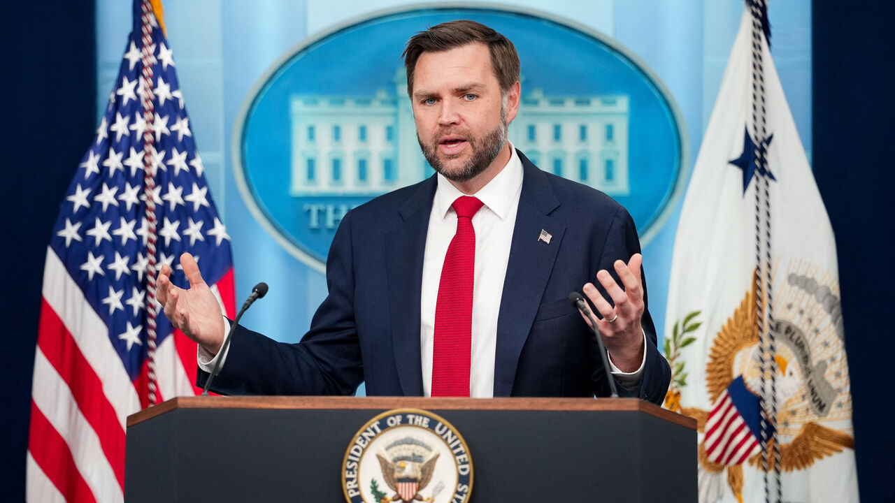 U.S. Vice President JD Vance speaks during a press briefing at the White House in Washington, D.C., U.S., June 18, 2026. REUTERS/Eric Lee