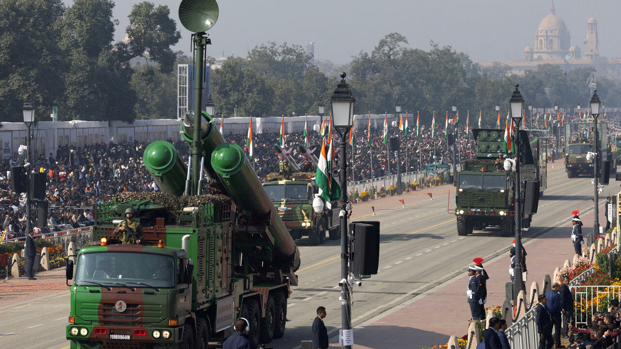 FILE PHOTO: The Indian Army's BrahMos missile launcher is displayed during the Republic Day parade in New Delhi, India, January 26, 2026. REUTERS/Adnan Abidi/File Photo