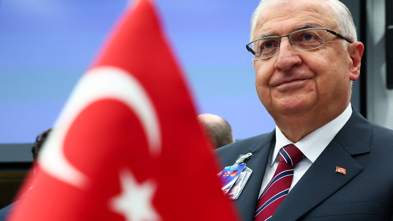 Turkish Defence Minister Yasar Guler attends a meeting of the Ukraine Defense Contact Group, as a part of a NATO Defence Ministers' meeting at the Alliance's headquarters in Brussels, Belgium June 4, 2025. REUTERS/Yves Herman
