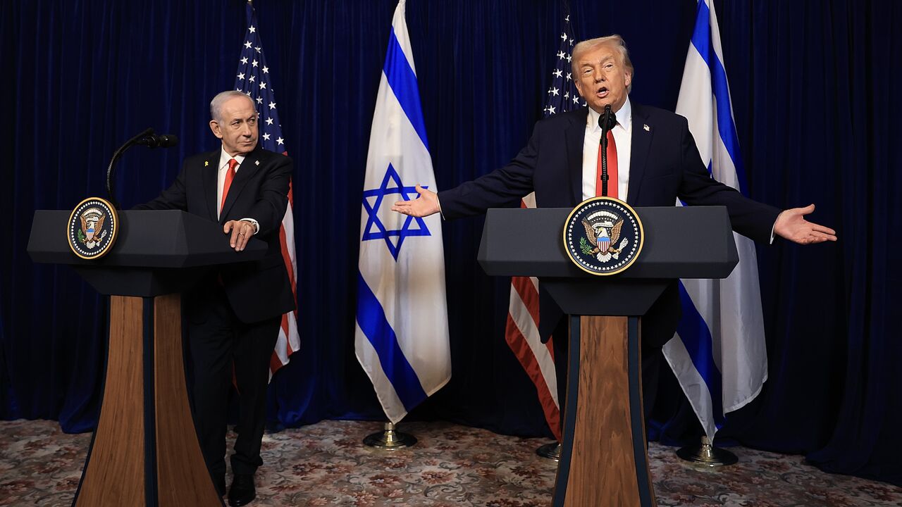 US President Donald Trump holds a press conference with Israeli Prime Minister Benjamin Netanyahu in Palm Beach, Florida, Dec. 29, 2025.