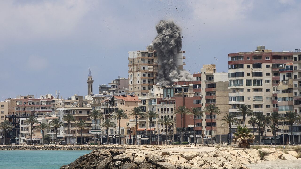 Smoke rises following an Israeli airstrike in Tyre, Lebanon, on June 9, 2026.