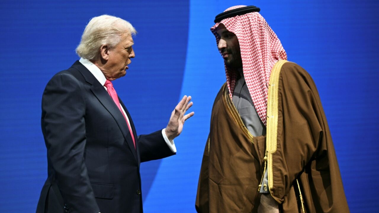 Trump with Crown Prince Mohammed bin Salman at the US-Saudi investment forum in Washington in November 2025