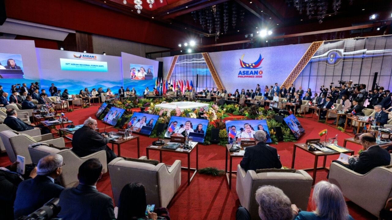 Foreign ministers attend the 33rd ASEAN Regional Forum (ARF), part of the ASEAN Foreign Ministers' Meeting, in Pasay, Metro Manila on July 23, 2026