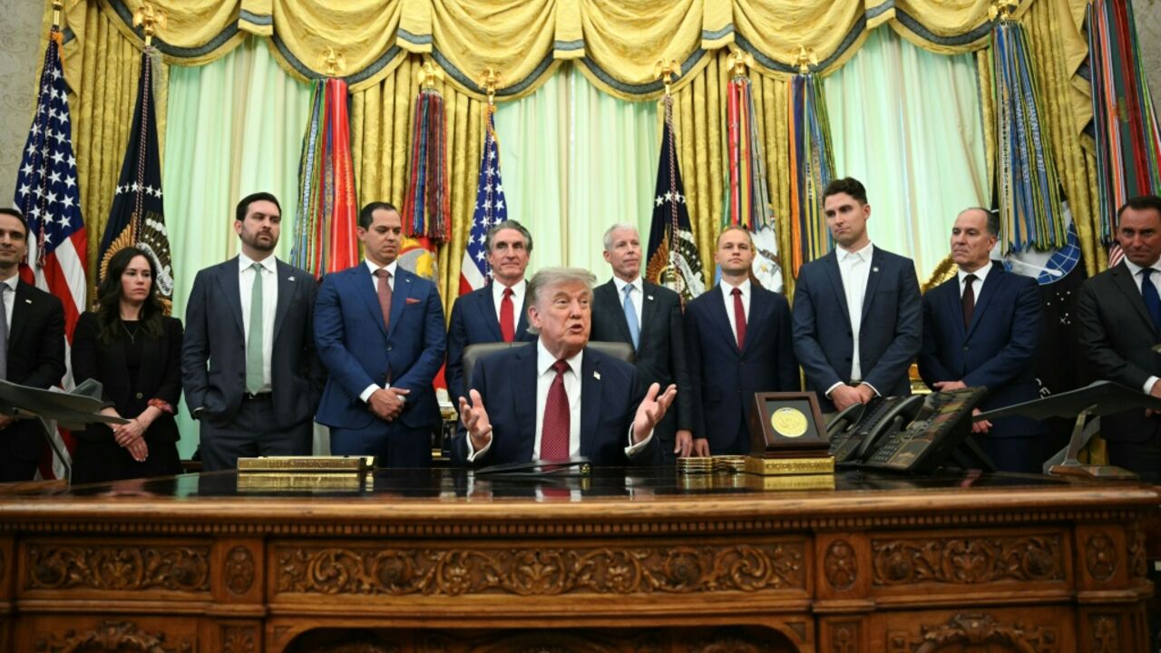 US President Donald Trump answered questions on Iran in the Oval office