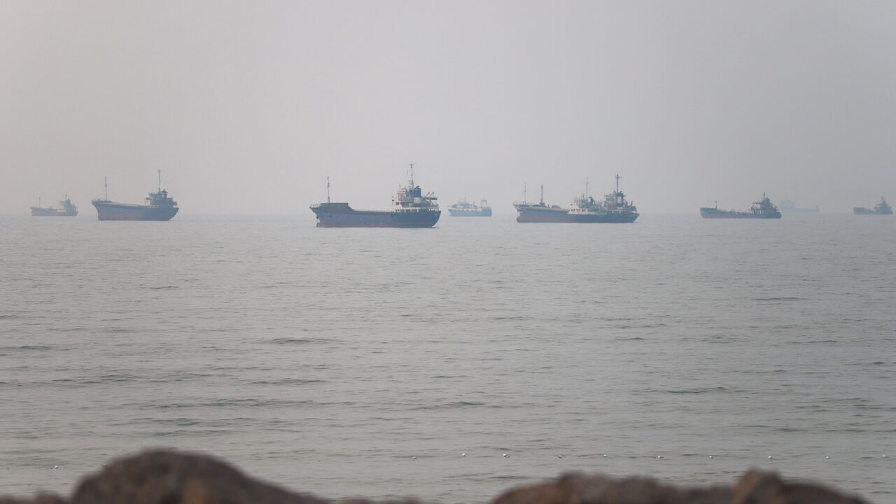Vessels in the Strait of Hormuz near the beach of Bandar Abbas, Iran, June 30, 2026. Amirhosein Khorgooi/ISNA/via WANA (West Asia News Agency)via REUTERS