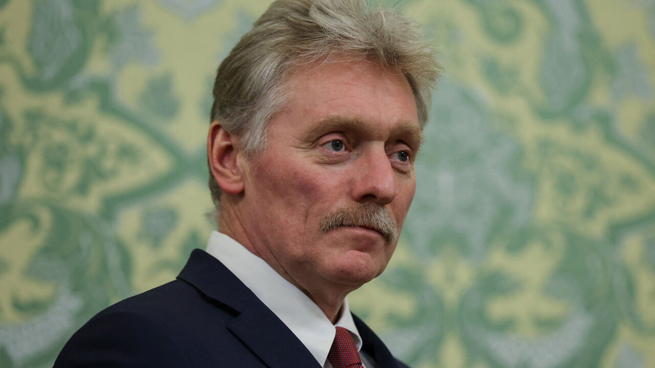 Kremlin spokesman Dmitry Peskov looks on as Russia's President Vladimir Putin (not pictured) and Togo's President of the Council of Ministers Faure Gnassingbe (not pictured) meet at the Kremlin in Moscow, Russia November 19, 2025. REUTERS/Ramil Sitdikov/Pool