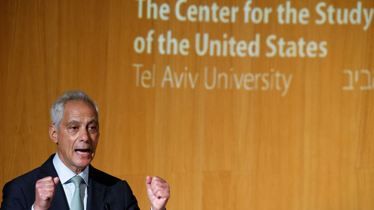 Former White House chief of staff Rahm Emanuel attends an event at Tel Aviv University in Tel Aviv, Israel, July 8, 2026. REUTERS/Amir Cohen