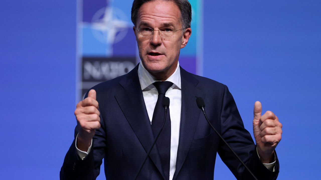 NATO Secretary-General Mark Rutte gestures as he speaks to the media on the day of a NATO leaders' summit in Ankara, Turkey, July 8, 2026. REUTERS/Umit Bektas