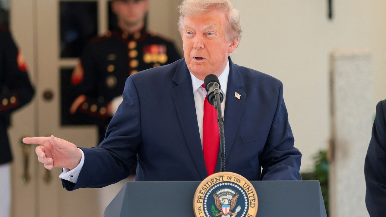 U.S. President Donald Trump speaks during a Freedom 250 Grand Prix Showcase at the White House in Washington, D.C., U.S., July 13, 2026. REUTERS/Kylie Cooper