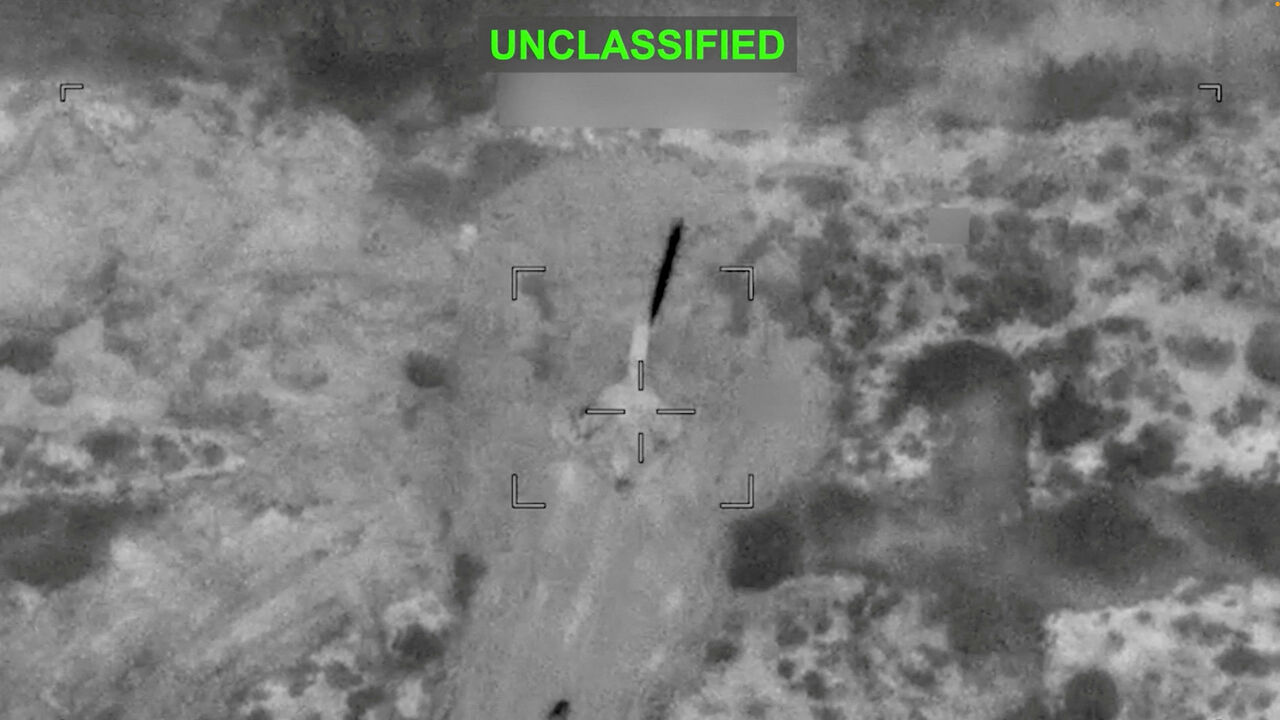 A projectile approaches a target at an unknown location, during what U.S. Central Command (CENTCOM) says are strikes on Iran, in this screen grab taken from a handout video released on July 12, 2026. U.S. Central Command/Handout via REUTERS