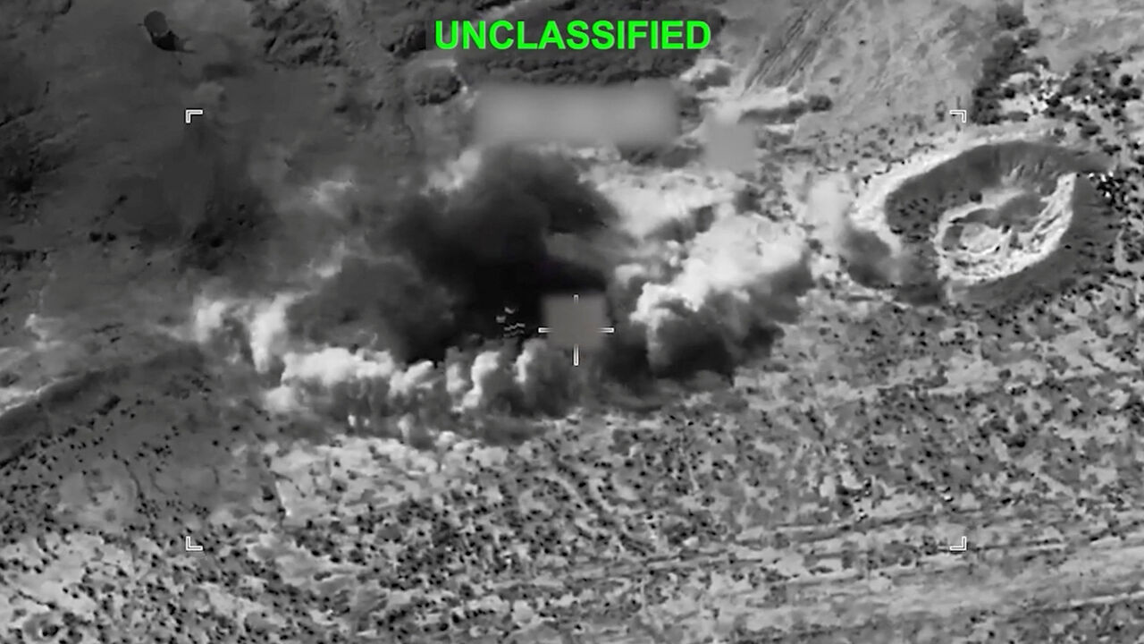 Smoke rises from an explosion at an unknown location, during what U.S. Central Command (CENTCOM) says are strikes on Iran, in this screen grab taken from a handout video released on July 14, 2026. U.S. Central Command/Handout via REUTERS