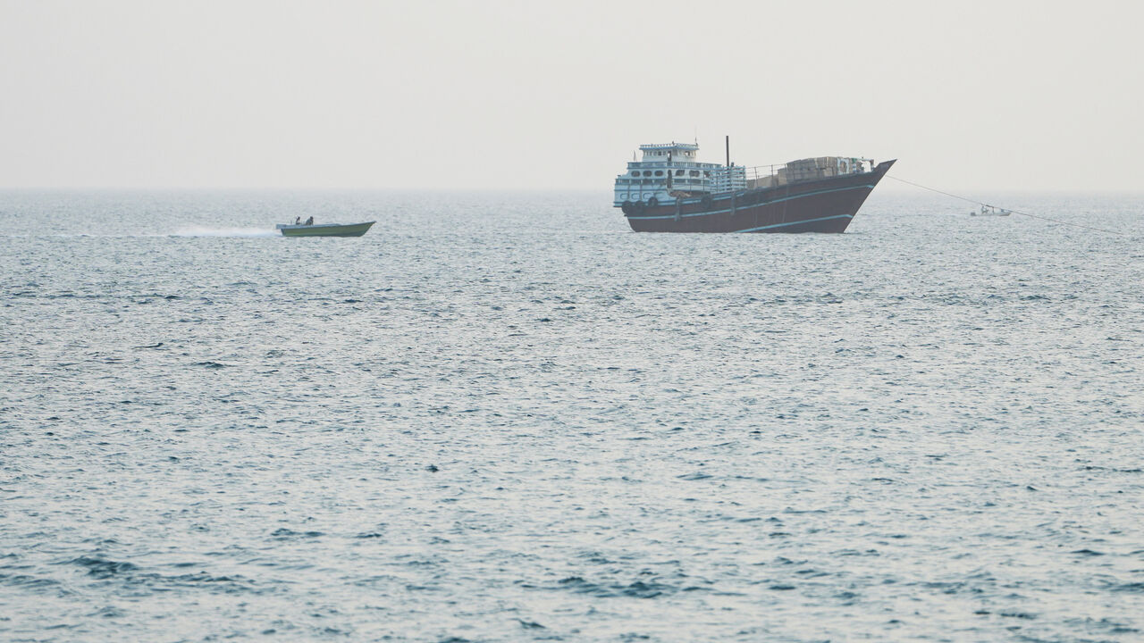 A vessel at the Strait of Hormuz, as seen from Musandam,Oman, July 15, 2026. REUTERS/Stringer