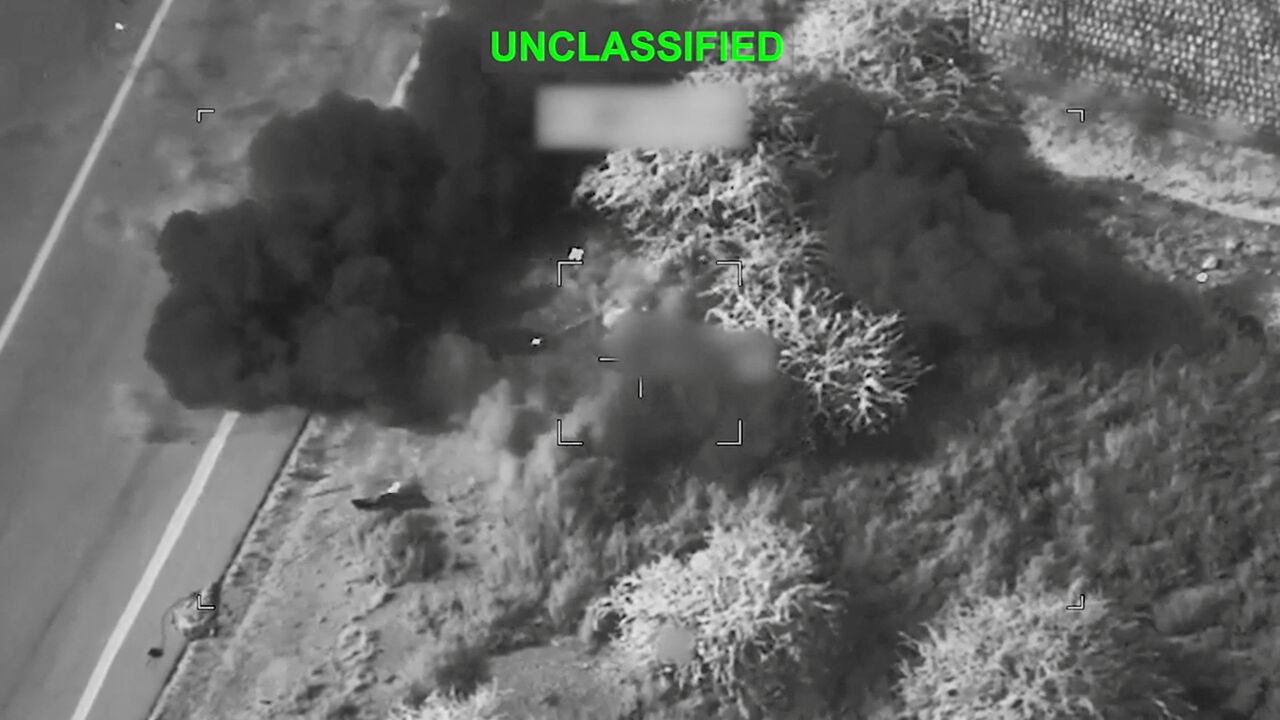 Smoke rises from an explosion at an unknown location, during what U.S. Central Command (CENTCOM) says are strikes on Iran, in this screen grab taken from a handout video released on July 15, 2026. U.S. Central Command/Handout via REUTERS