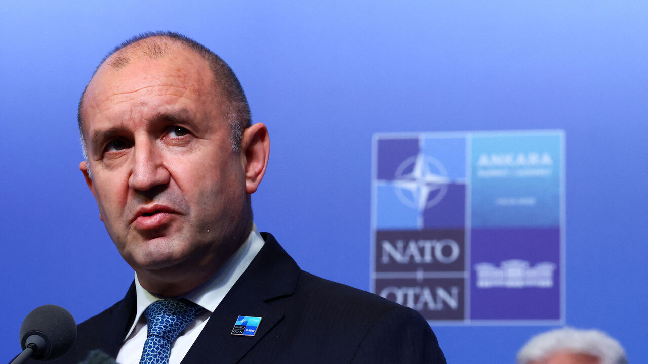 Bulgaria's Prime Minister Rumen Radev speaks during a doorstep at the NATO leaders' summit in Ankara, Turkey, July 8, 2026. REUTERS/Yves Herman