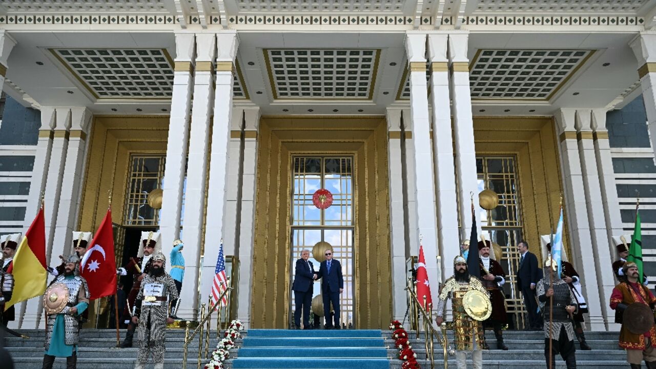 Turkish President Recep Tayyip Erdogan gave US President Donald Trump a lavish state arrival ceremony at the Bestepe Presidential Compound in Ankara