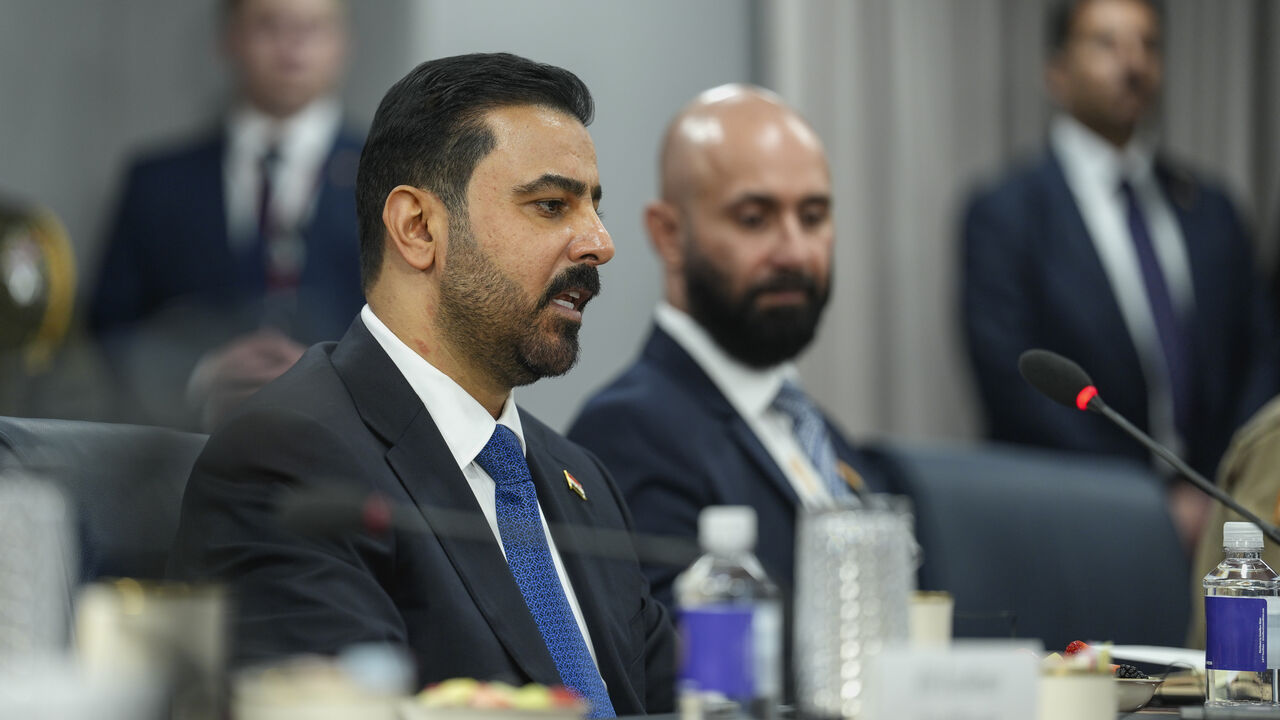Iraqi Prime Minister Ali al-Zaidi speaks during a meeting with US Secretary of Defense Pete Hegseth (not pictured) at the Pentagon on July 14, 2026 in Arlington, Virginia. 