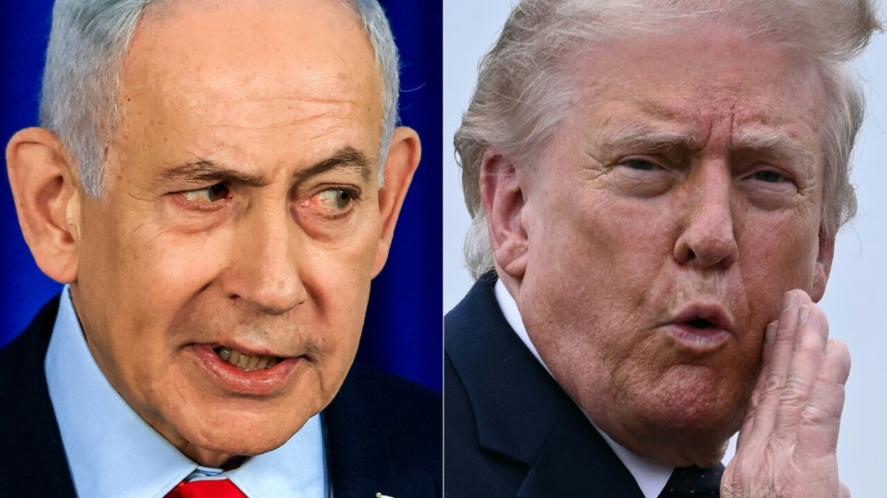 Right-wing Israeli Prime Minister Benjamin Netanyahu (L) faces flagging popularity ahead of elections in October and his relationship with US President Donald Trump is under strain recently