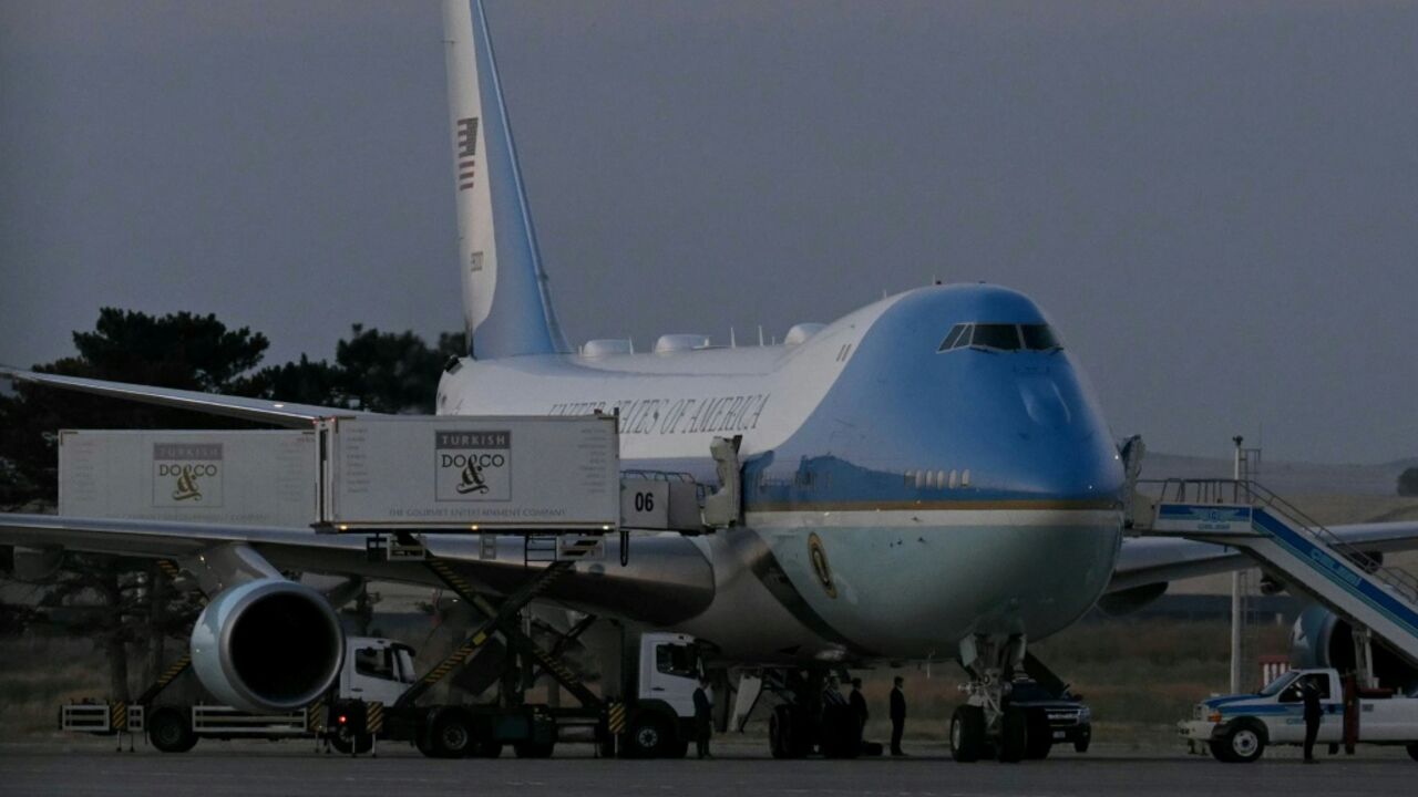 Air Force One prior to Donald Trump's departure from Ankara on July 8 -- though he may have swapped planes via a catering truck due to security threats