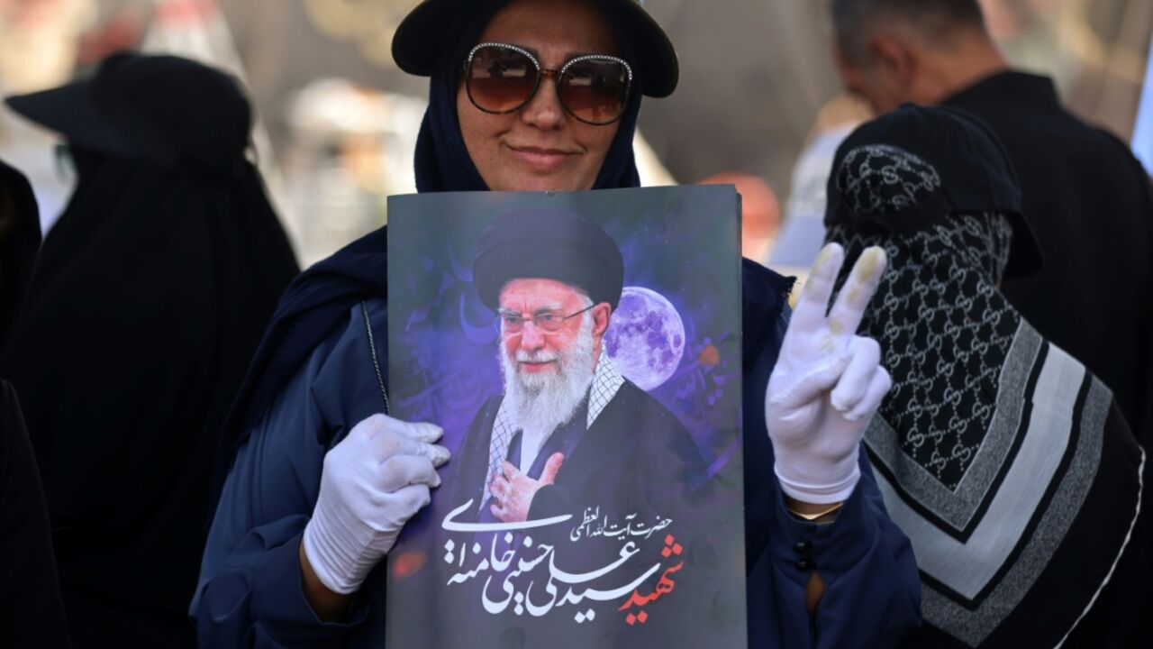Iranian pilgrims brought portraits of Iran's slain supreme leader Ali Khamenei to Karbala in Iraq where they took part in the Arbaeen pilgrimage
