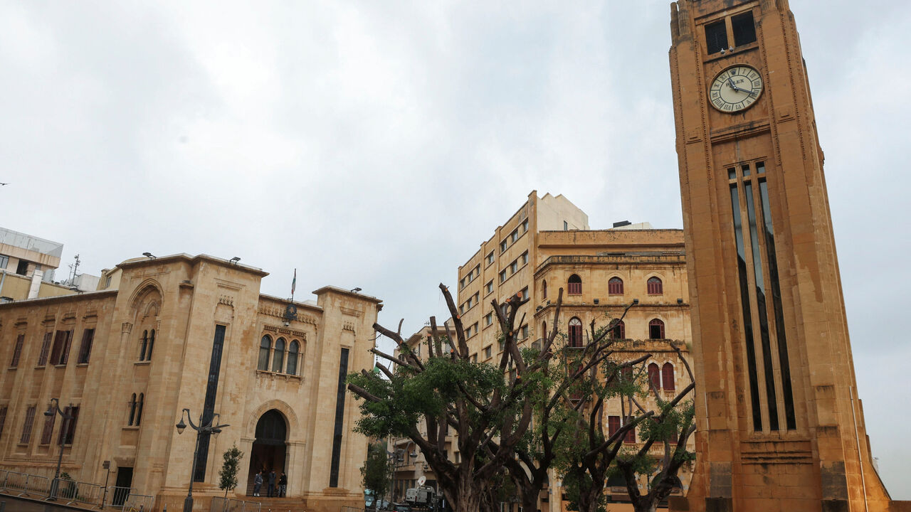 FILE PHOTO: A view shows the parliament building on a rainy day in downtown Beirut, Lebanon January 25, 2024. REUTERS/Mohamed Azakir/File Photo