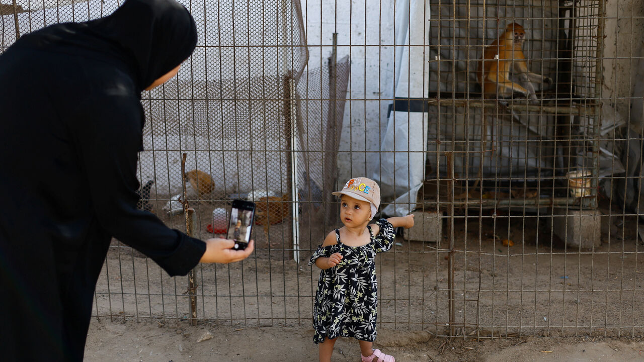Palestinians visit a zoo in Nuseirat, in the central Gaza Strip, August 6, 2026. REUTERS/Mahmoud Issa