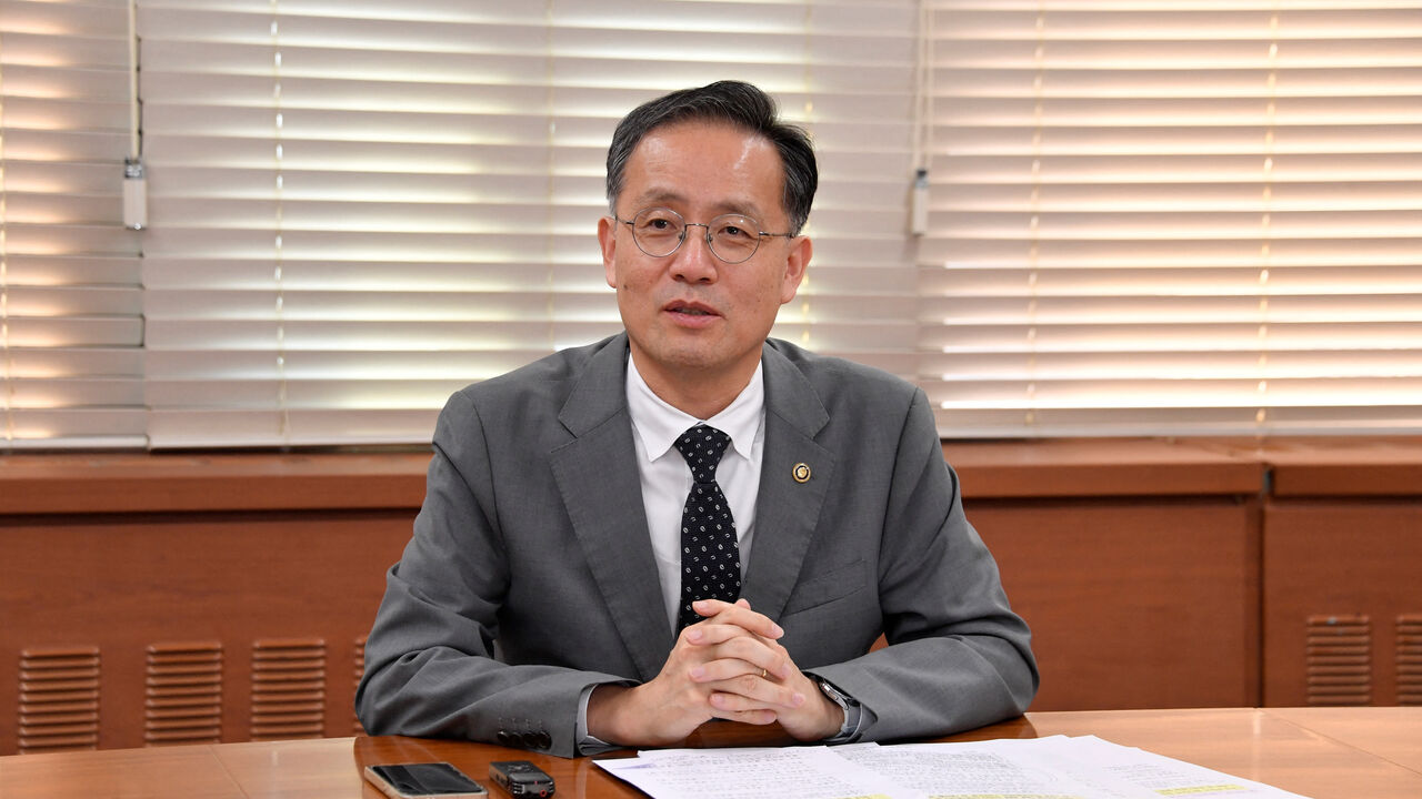 FILE PHOTO: Lee Hyoung-il, 1st Vice Minister of Economy and Finance speaks during an interview with Reuters at a government complex in Seoul, South Korea, September 3, 2025. The Ministry of Economy and Finance, South Korea/Handout via REUTERS/File Photo