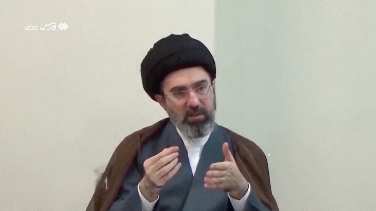 A still image from undated archive footage released by Iranian media on August 24, 2026, shows Mojtaba Khamenei attending a meeting before he assumed the role of Iran's Supreme Leader, at an unknown location.  Pool via WANA/REUTERS TV/Handout via REUTERS