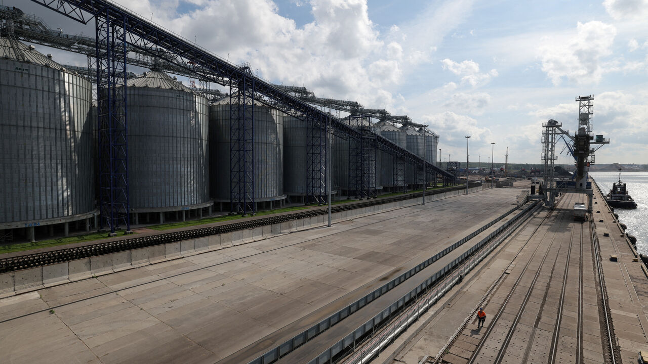 FILE PHOTO: FILE PHOTO: A general view shows a grain terminal in the Baltic Sea port of Vysotsk in the Leningrad region, Russia August 21, 2024. REUTERS/Anton Vaganov/File Photo