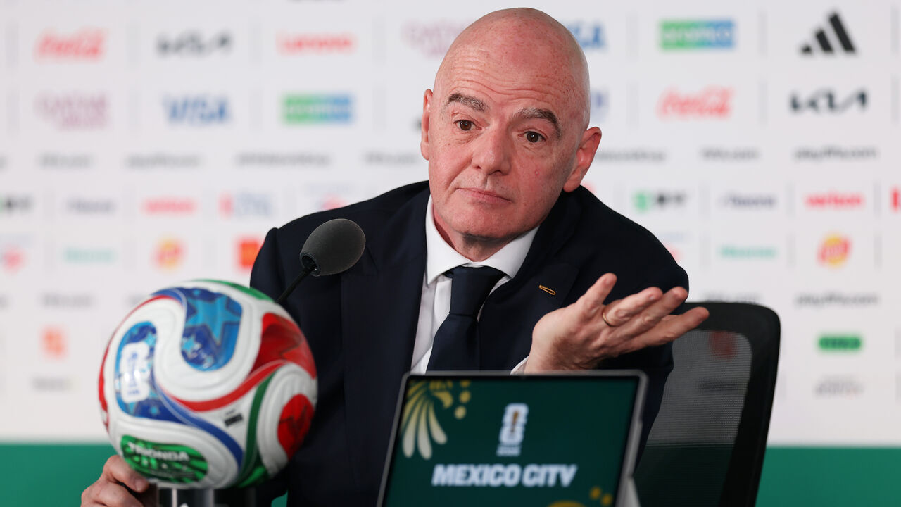 Gianni Infantino, President of FIFA, speaks to the media during a FIFA World Cup 2026 Opening Press Conference at Mexico City Stadium on June 10, 2026 in Mexico City, Mexico.  