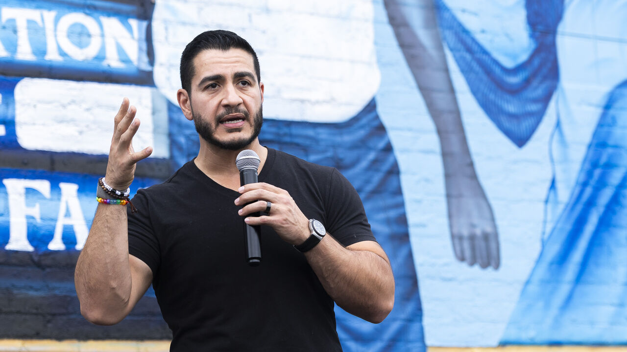 DETROIT, MICHIGAN - AUGUST 01: Democratic Senate candidate Abdul El-Sayed speaks after a radio appearance on Dr. Horace Sheffield's GOTV Community Rally on August 01, 2026 in Detroit, Michigan. El-Sayed currently holds a 15-point lead against Rep. Haley Stevens (D-MI) according to a recent poll. (Photo by Finn Gomez/Getty Images)