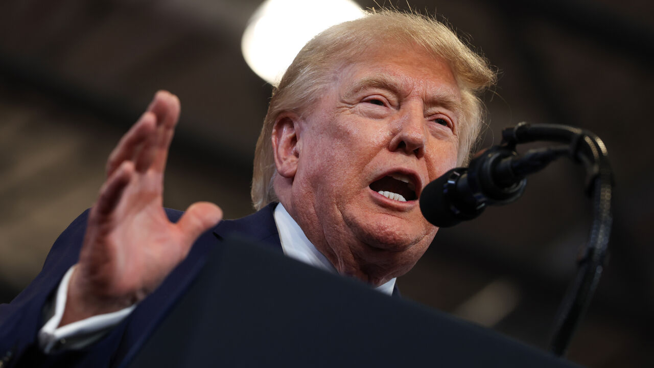 US President Donald Trump delivers remarks at the David S. Mack Center for Training and Intelligence on Aug. 14, 2026 in Garden City, New York. 