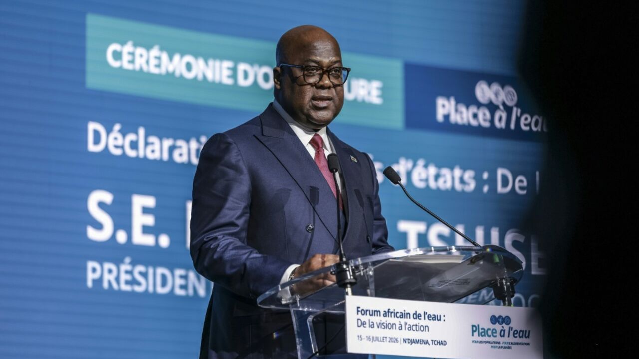 Felix-Antoine Tshisekedi, president of the Democratic Republic of Congo, addresses the African Water Forum in N’Djamena, Chad, on July 16, 2026