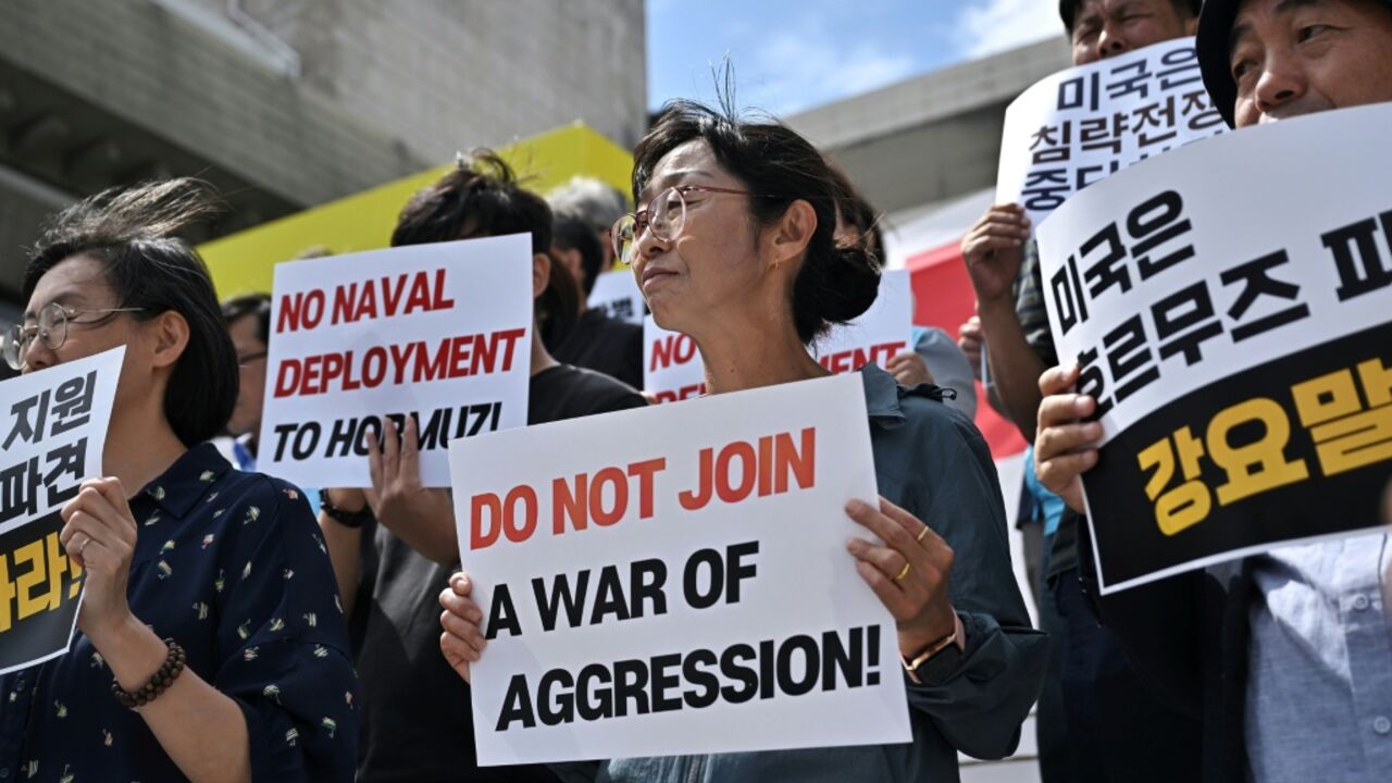 Protesters pushed South Korea to not send troops to the strategic Strait of Hormuz