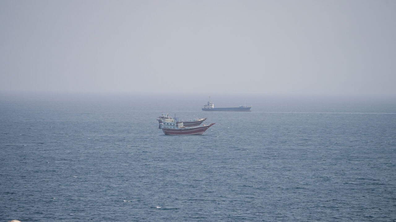 FILE PHOTO: Vessels near the Strait of Hormuz, as seen from Musandam, Oman, September 2, 2026. REUTERS/Stringer/File photo