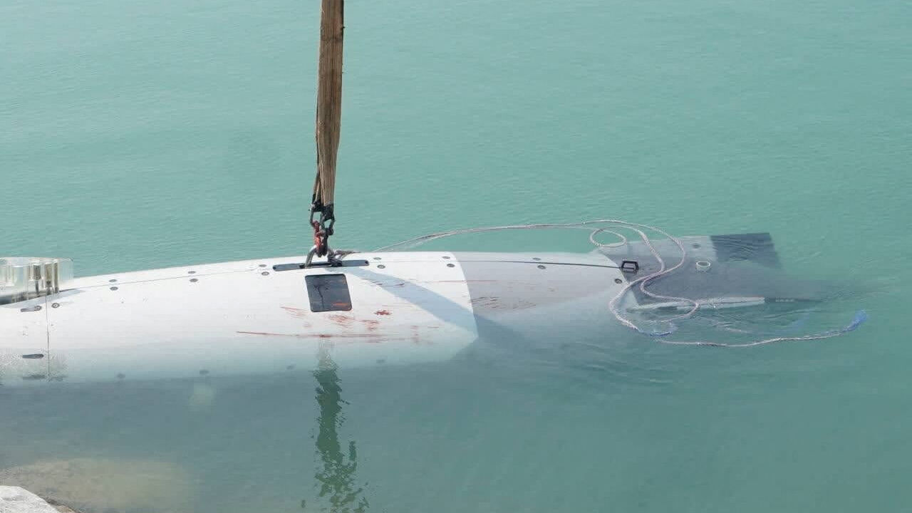 An unmanned U.S. submersible Iran's Islamic Revolutionary Guard Corps says it captured at the entrance of the Strait of Hormuz, at an undisclosed location in Iran, in this picture obtained on September 8, 2026. IRGC/WANA (West Asia News Agency)/Handout via REUTERS