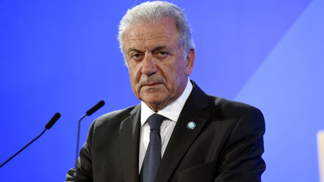 European Commissioner for Migration and Home Affairs Dimitris Avramopoulos attends a news conference in Helsinki