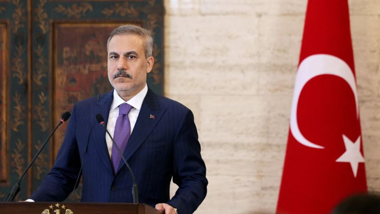 Syrian FM al-Shaibani holds a press conference with his Turkish counterpart Fidan in Damascus